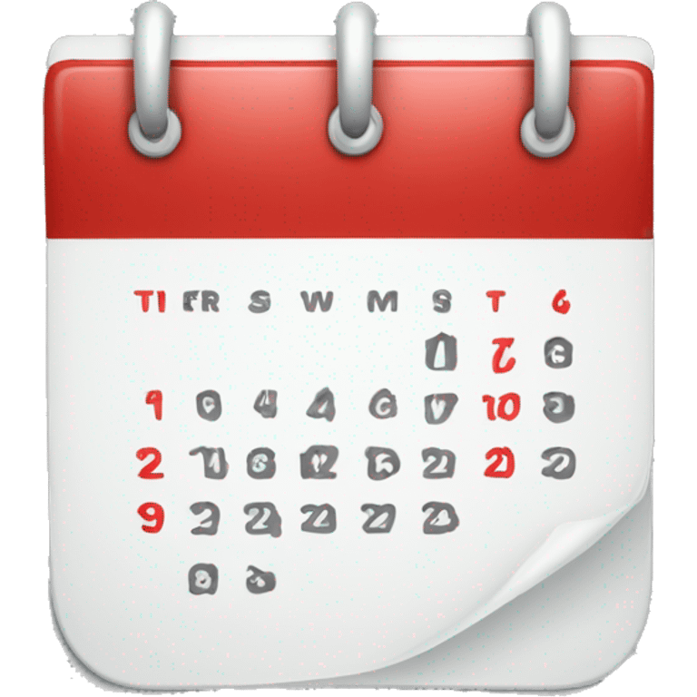 red and white calendar icon emoji