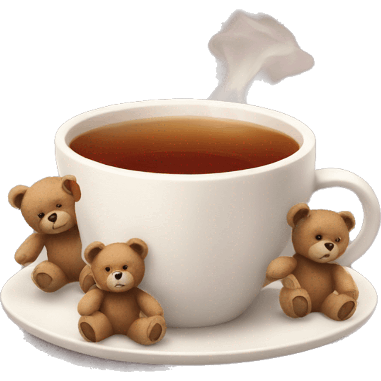 Cup of tea with teddy bears  emoji