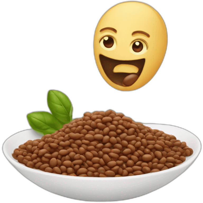 someone being made fun of for eating beans emoji