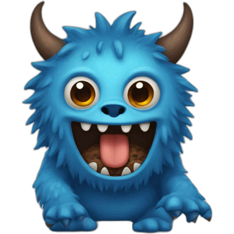 Blue brown monster emoji