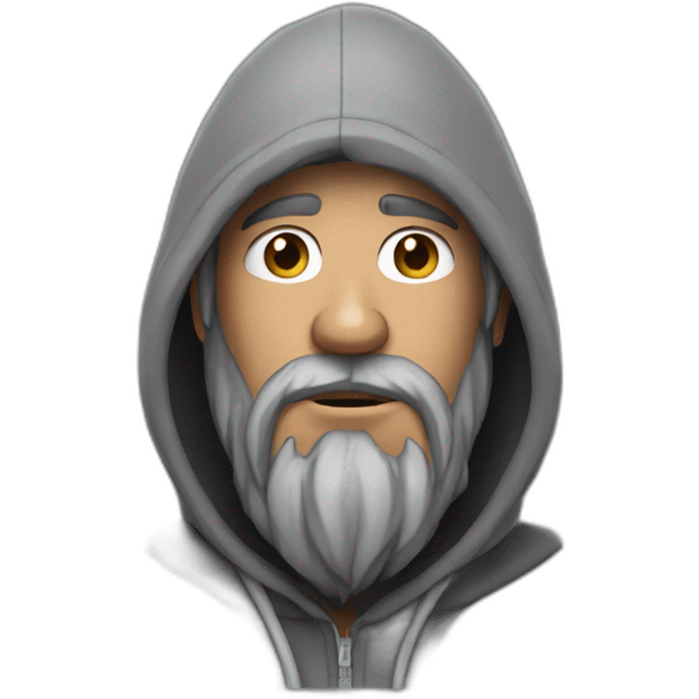 homeless man called forsen with a hoodie gray hoodie over emoji