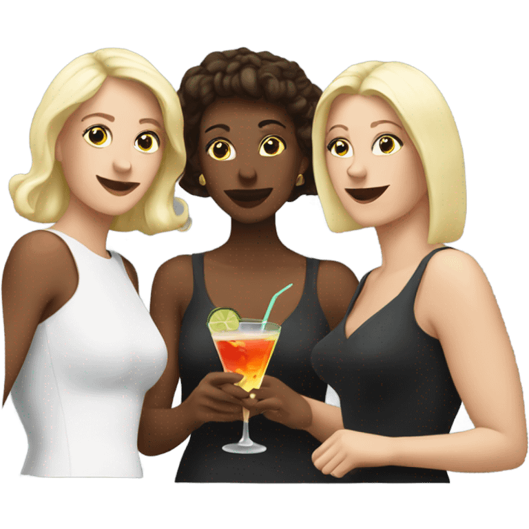 Three white women drinking cocktails emoji