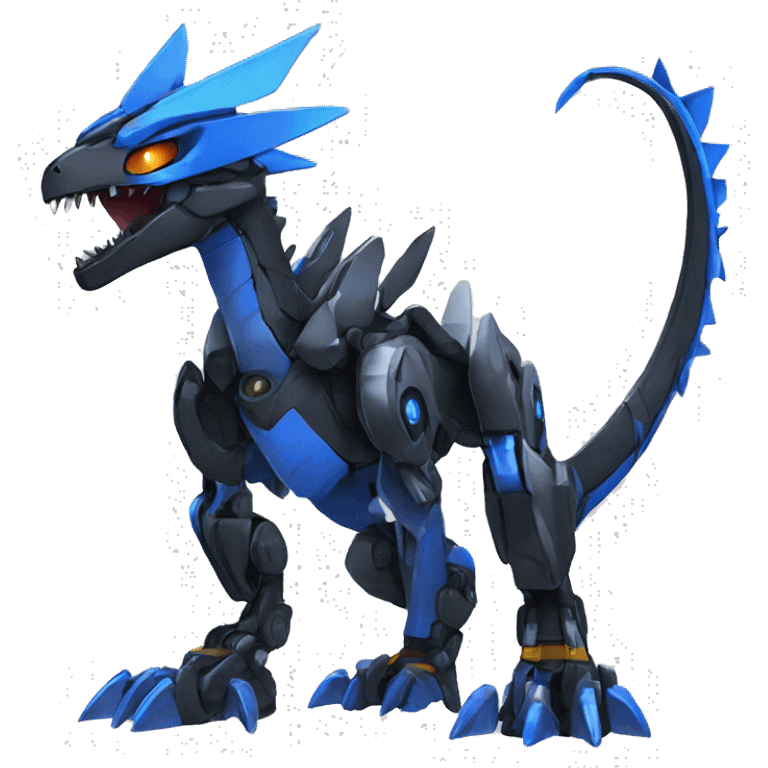  Cool Edgy Futuristic Black Blue Digimon-Fakemon-Raptor-Dragon-Mecha full body emoji