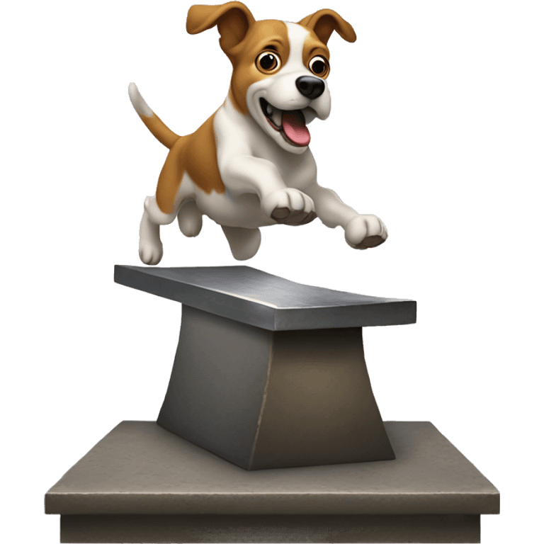 Dog jumping over anvil emoji