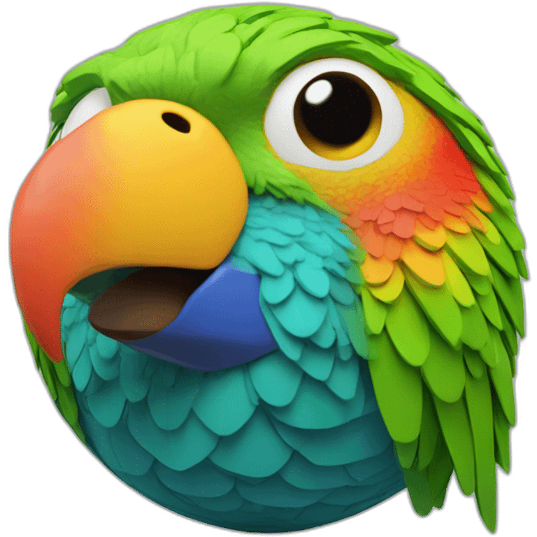 3d sphere with a cartoon Parrot skin texture with big underdeveloped eyes emoji