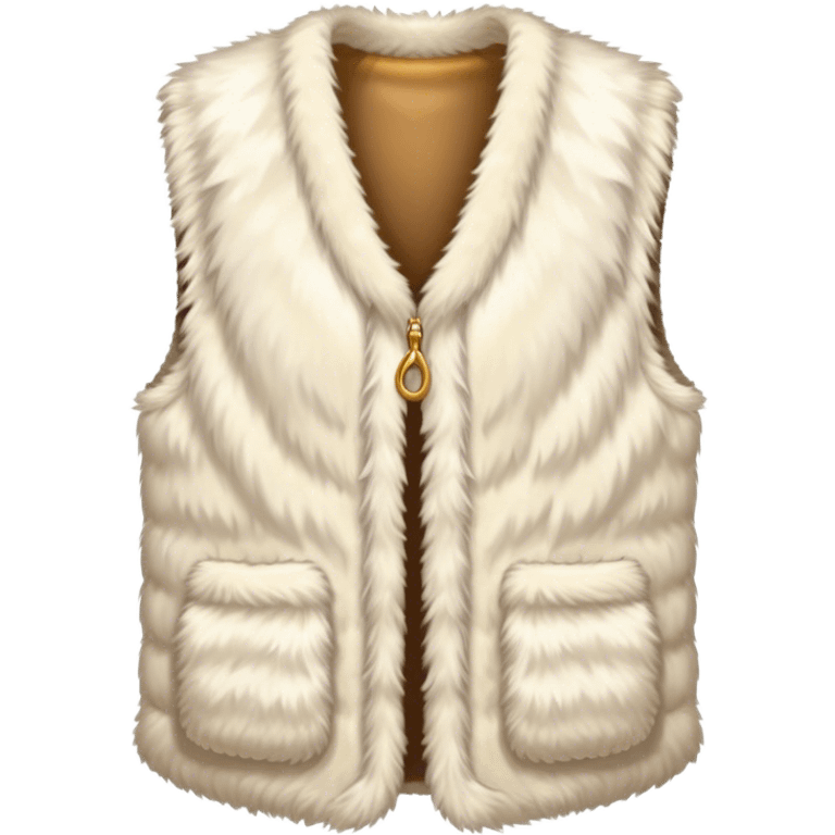 A plain, fluffy fur vest in near-white cream color without pockets emoji