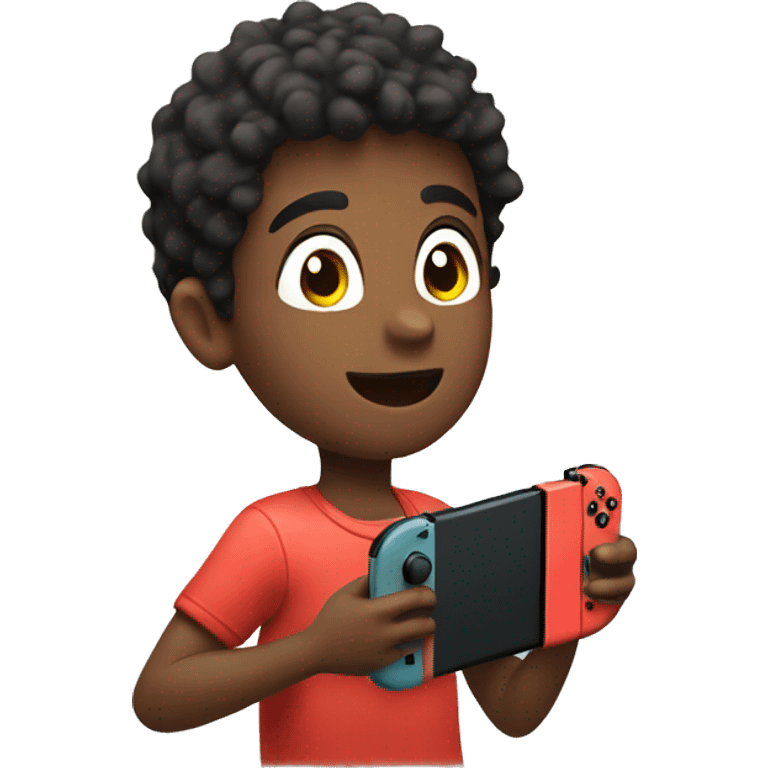 boy with nintendo switch indoors emoji