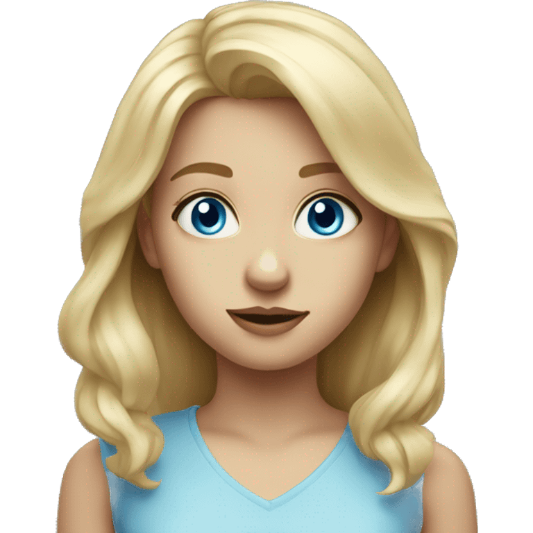 blonde girl portrait with blue eyes looking forward emoji