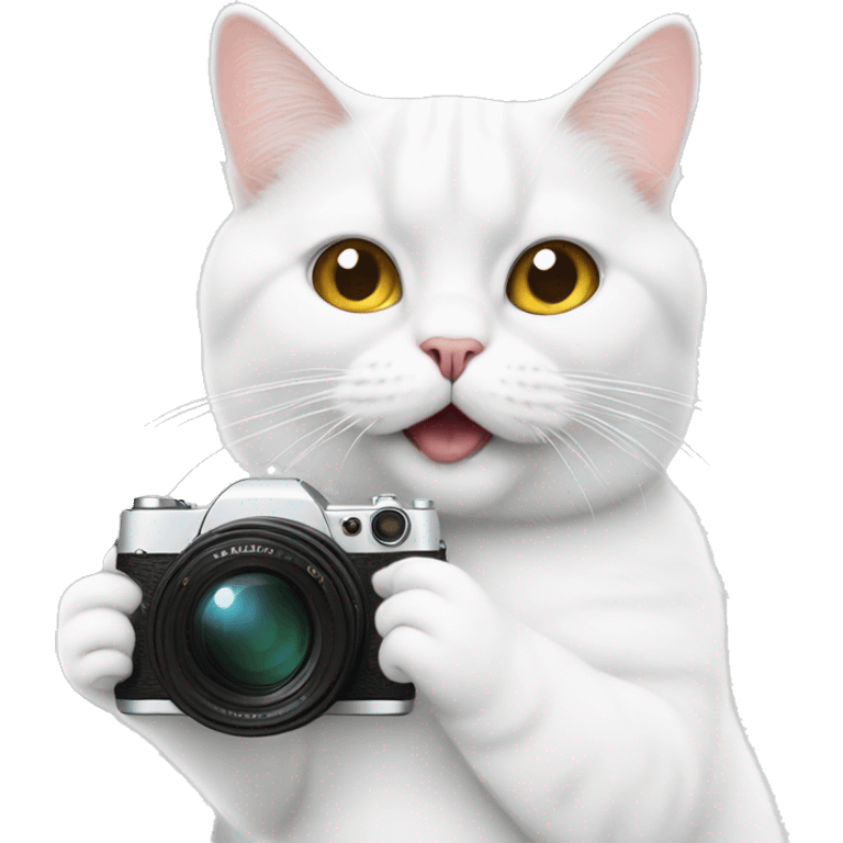 White British cat is taking photos  emoji