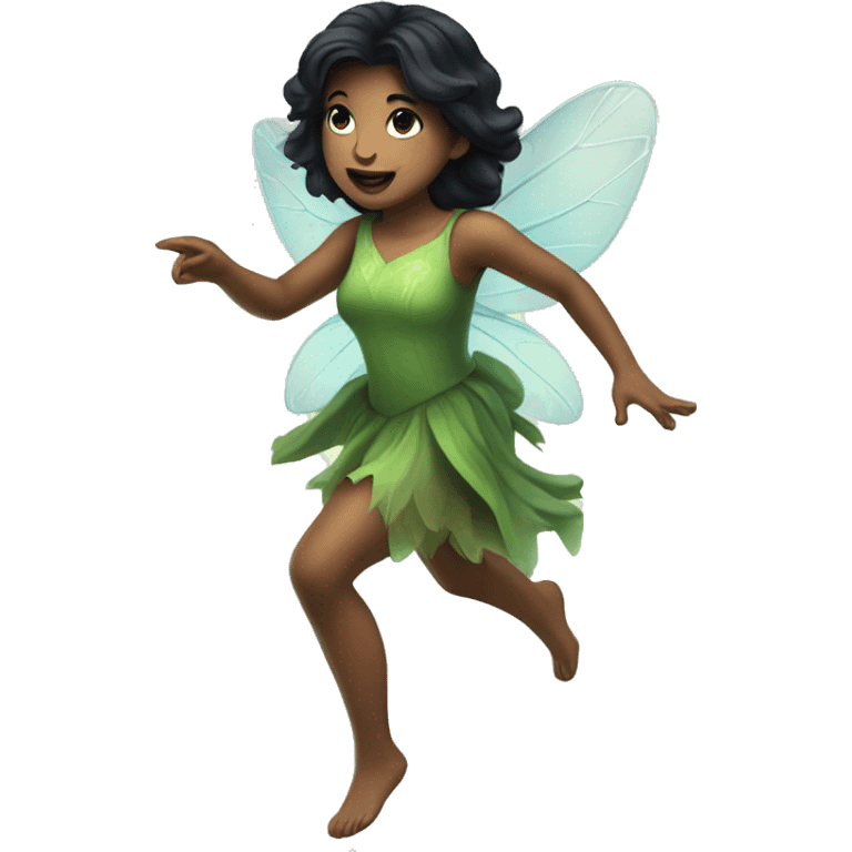 Black haired fairy chasing a firefly emoji