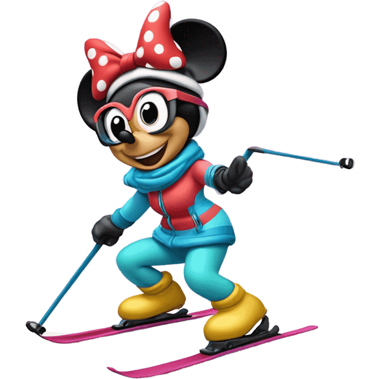 Minnie Mouse skiing emoji