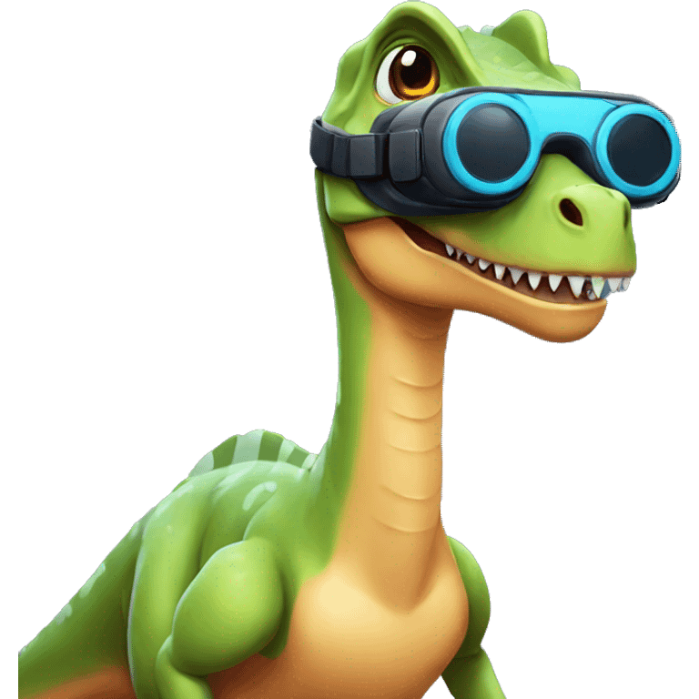 Dinosaur wearing VR emoji