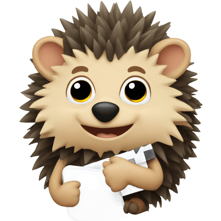 hedgehog holding clapperboard emoji