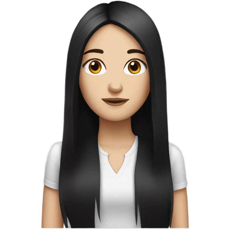 White girl with black straight hair  emoji