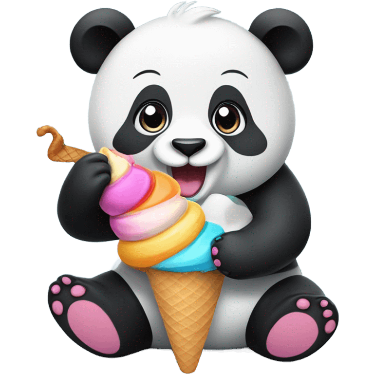 Panda eating ice cream emoji