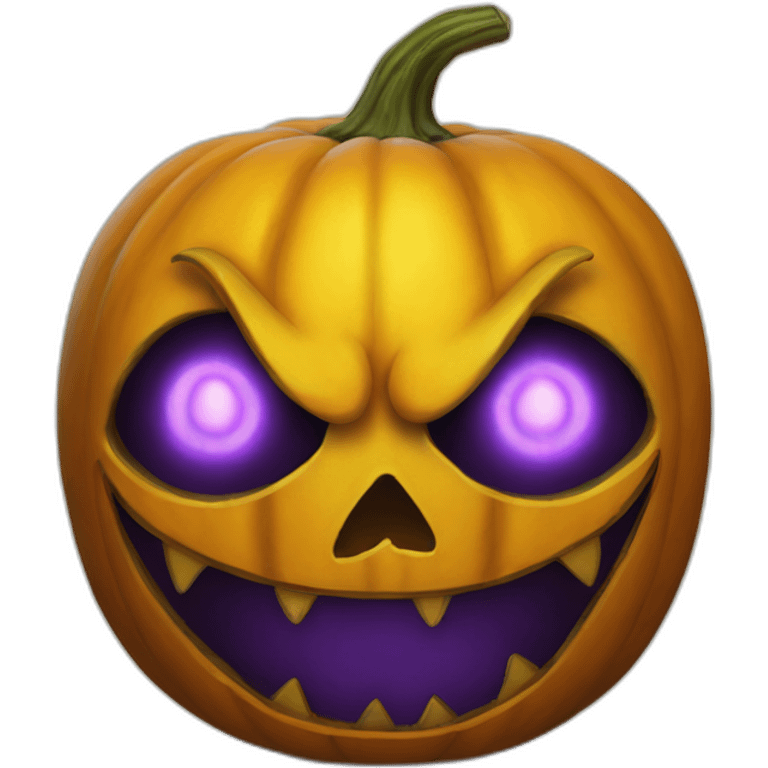 Yellowfire pumpkin head with demon eyes emoji