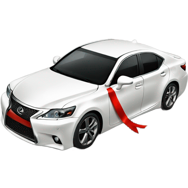 White Lexus car with red ribbon on top emoji