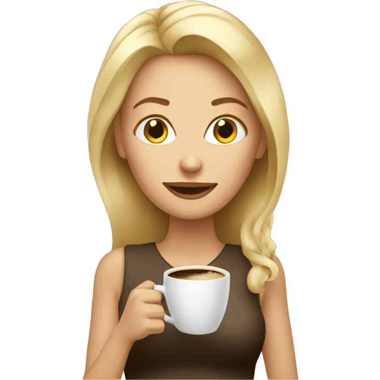 Blonde woman with coffee emoji