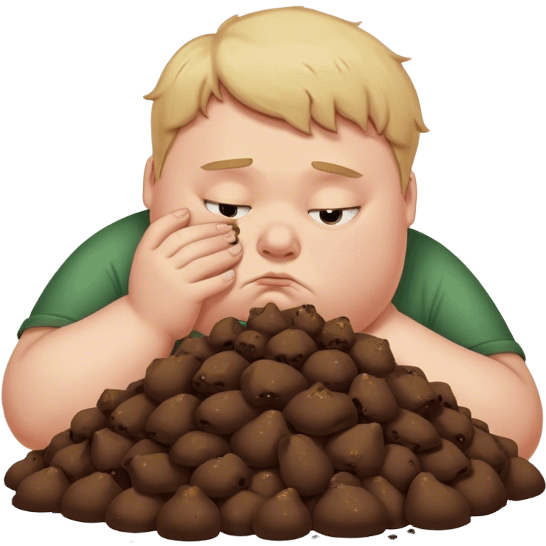 Fat white boy smelling a pile of poo  emoji