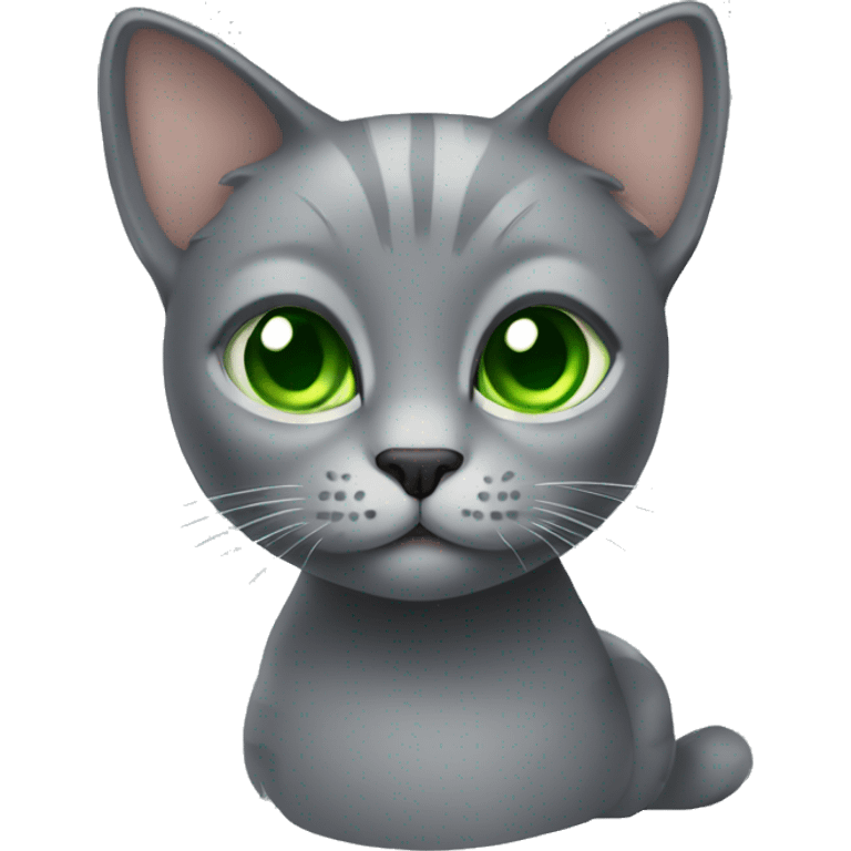 Grey cat green eyes full body emoji