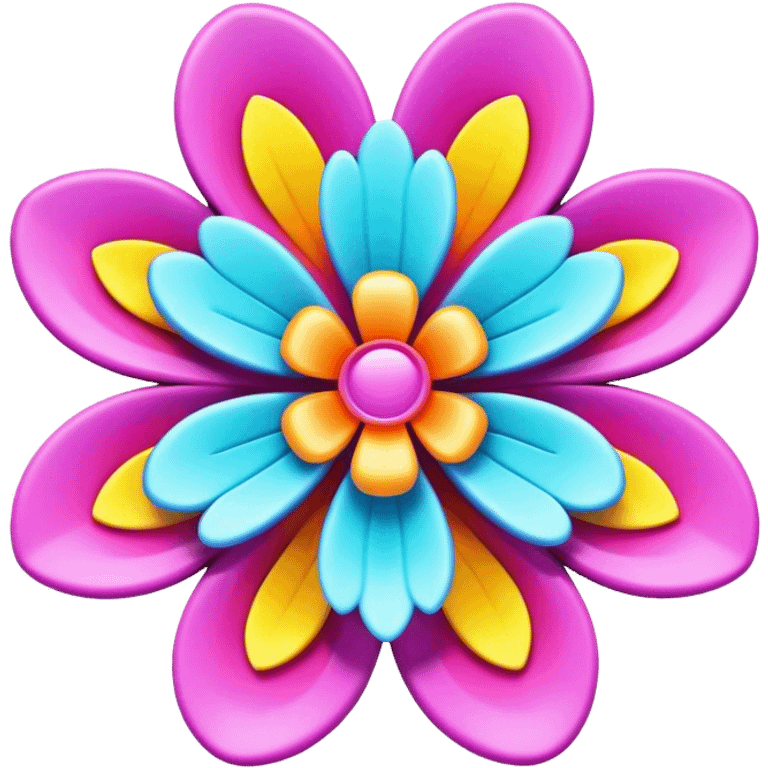 3D, ultra detailed Psychedelic colored flower power sign emoji