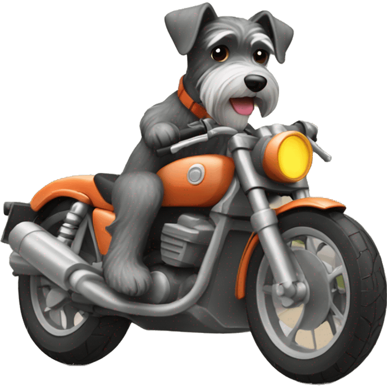 Schnauzer conduciendo una moto emoji