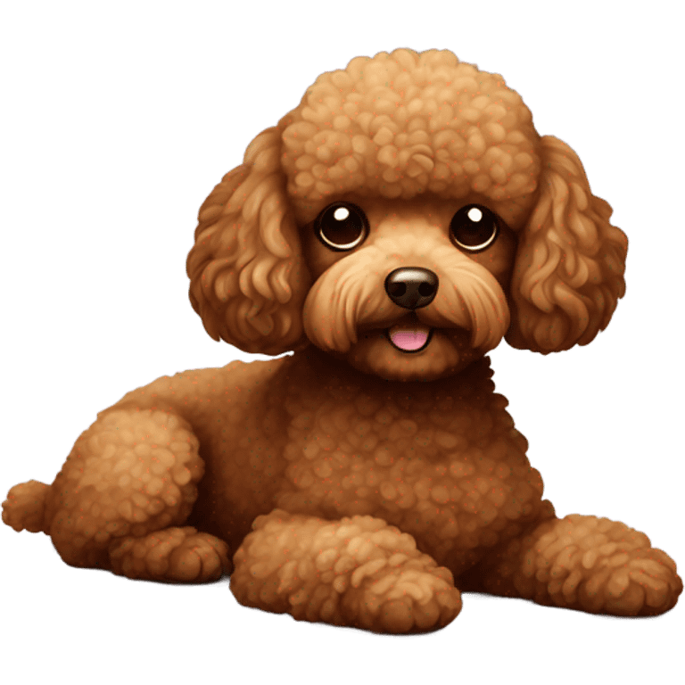 Brown toy poodle laying emoji