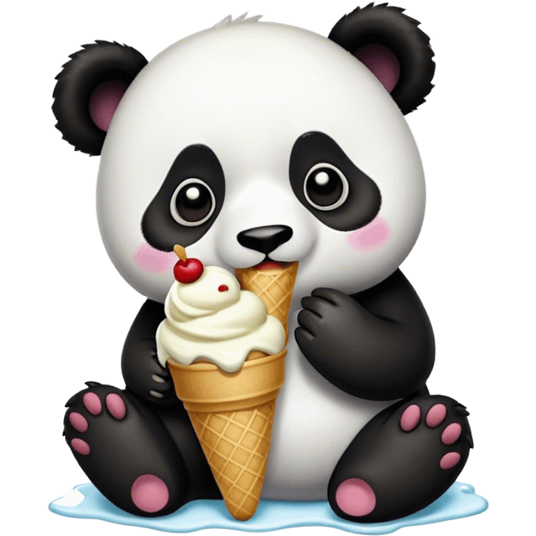 Panda eating ice cream emoji