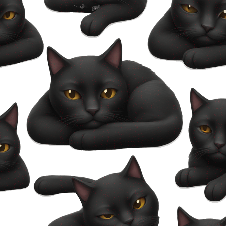 realistic sleeping black cat emoji