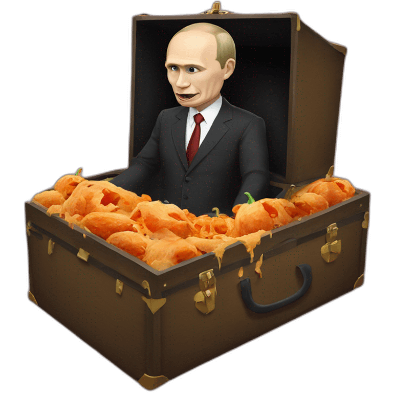 halloween corpse vladimir putin in coffin suitcase wheelchair meat cube emoji