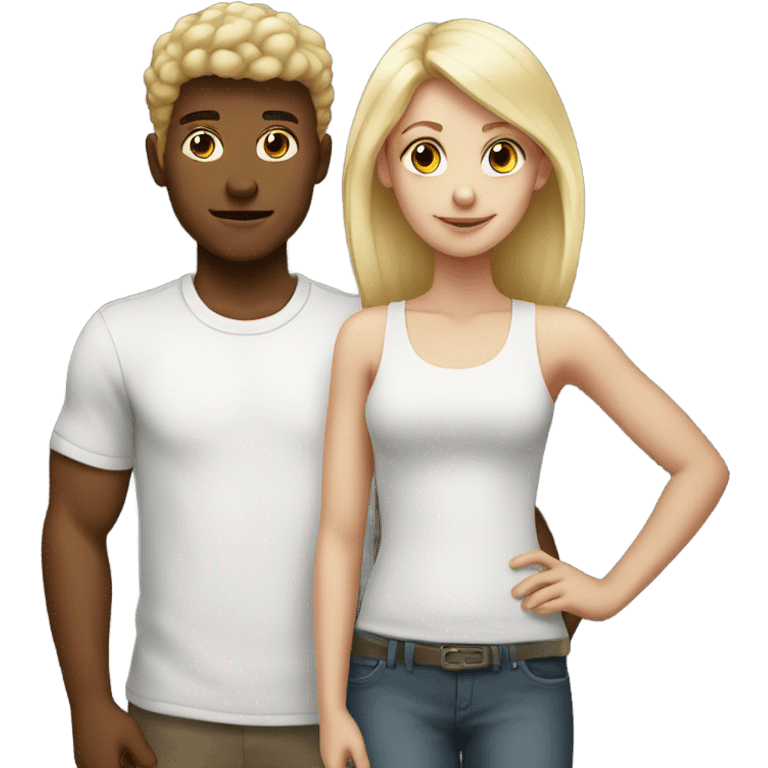 Strong boy with girl white and blonde emoji