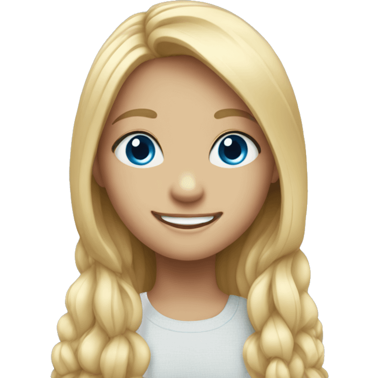 smiling girl with long hair blue eyes emoji