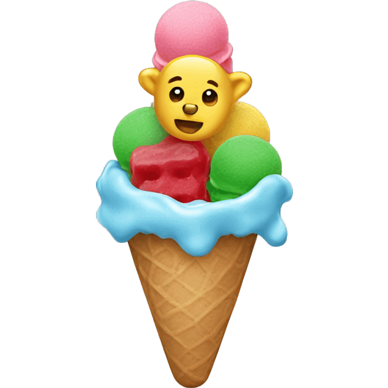 ice cream with gummy bears emoji