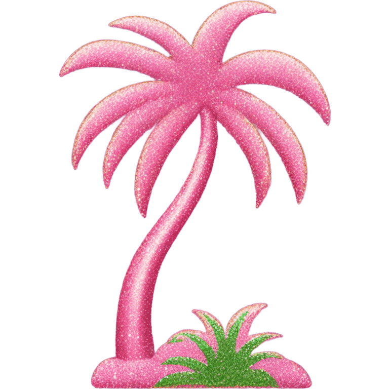 Pink palm tree with glitter  emoji