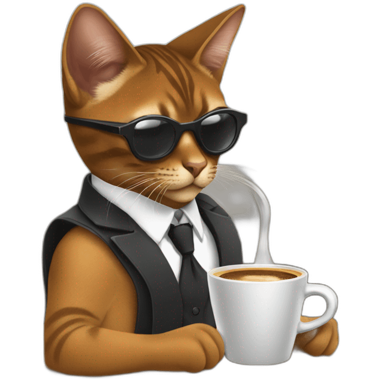 gangster-with-a-Abyssinian cat-gun-and-sunglasses-drinking-coffee emoji