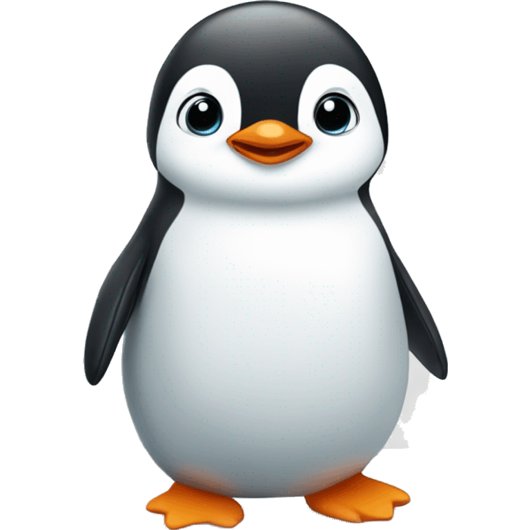 Create a cute Cartoon looking Baby Penguin standing on an iceberg emoji