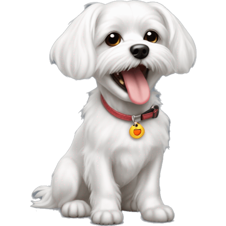 Maltese white lapdog with its tongue sticking out to the right emoji