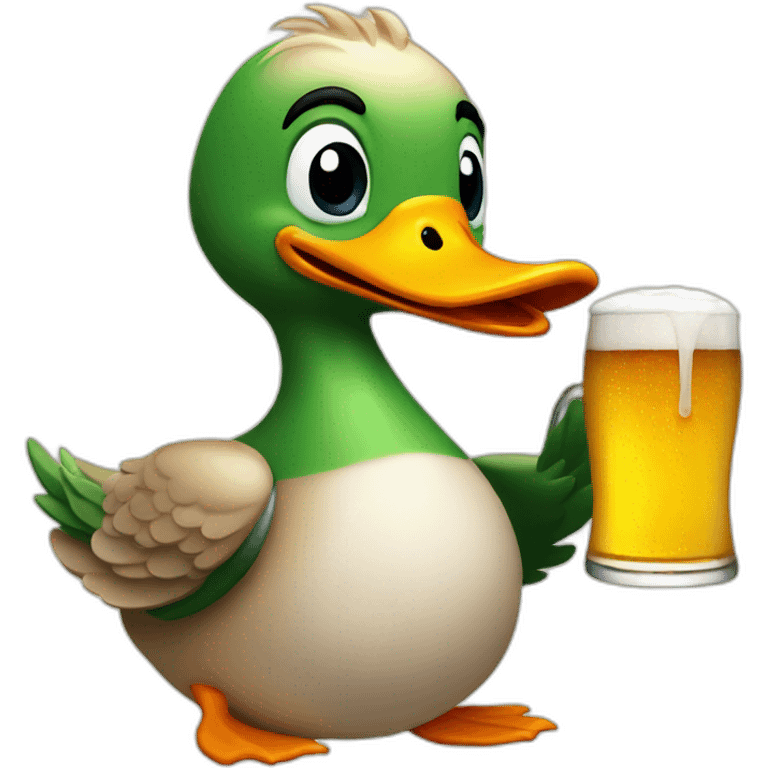 Duck with beer emoji