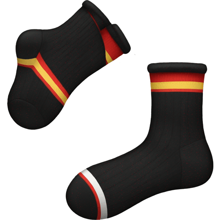 a pair of black socks adorned  emoji