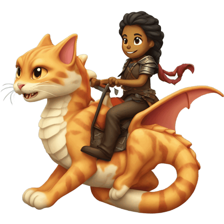 Calico cat riding a dragon  emoji