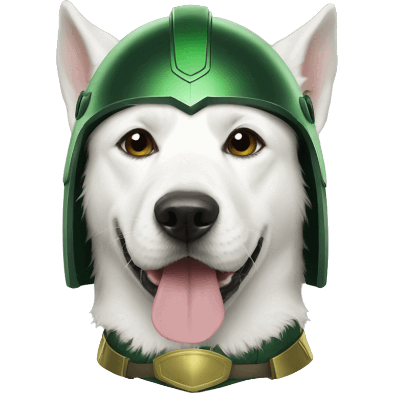 loki as a white dog with helmet emoji