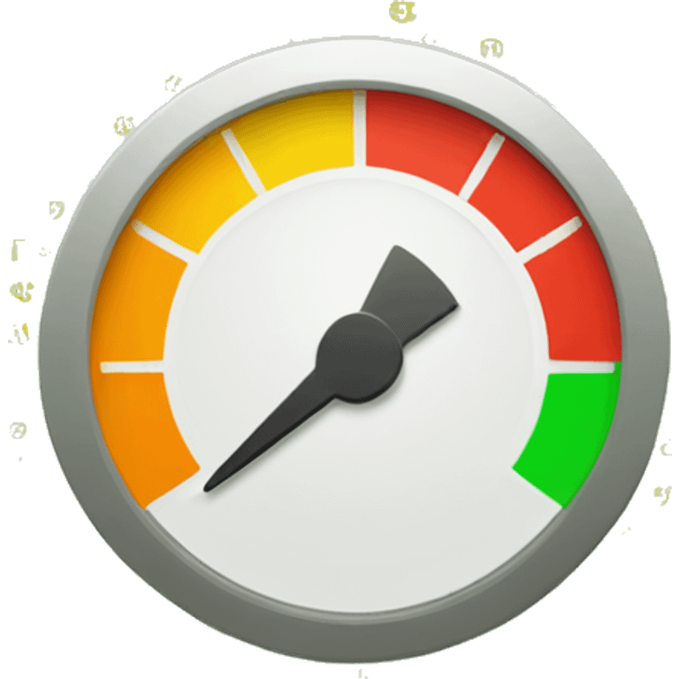 credit score graphic with green yellow orange red dial and numbers but cut in half emoji