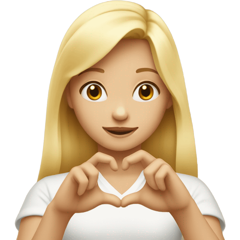 Blond girl making heart from her hands  emoji