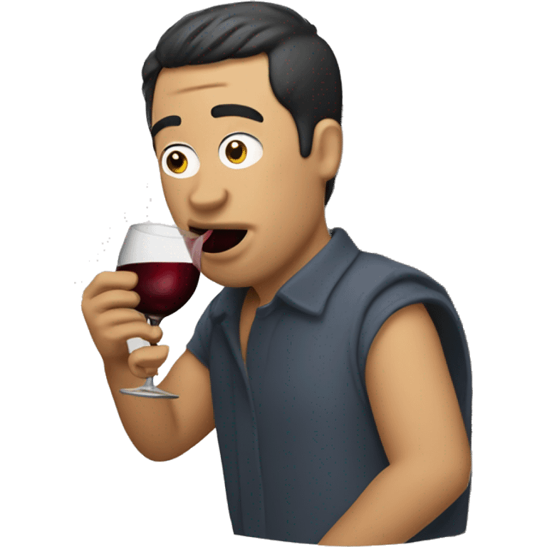 Guy drinking wine eating egg roll emoji