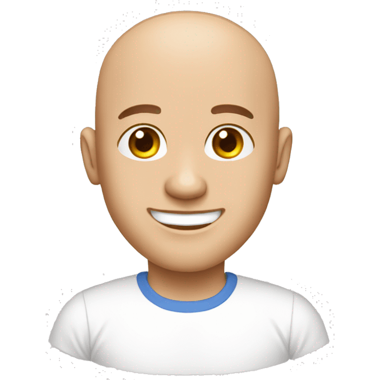 man smiling bald white tshirt emoji