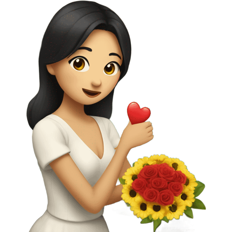 Asian girl in love Italy emoji