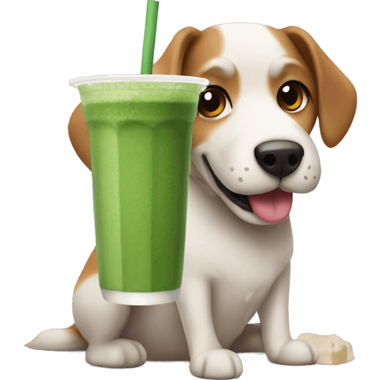 Dog with matcha drink emoji