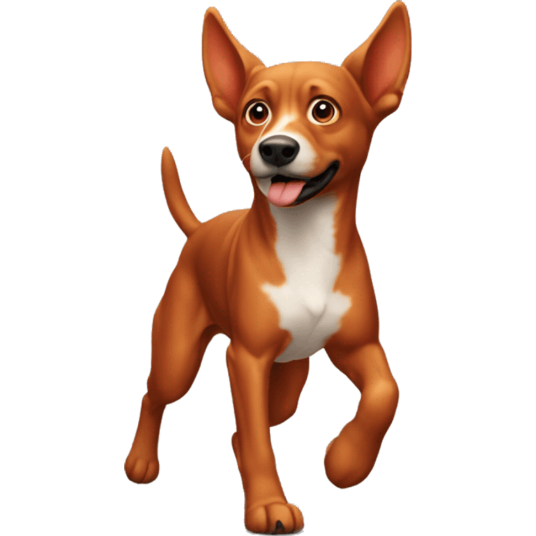 realistic solid red dog with pointed ears running emoji