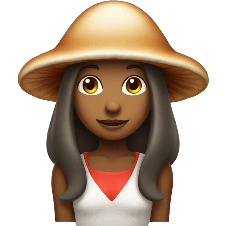 Girl wearing mushroom hat emoji