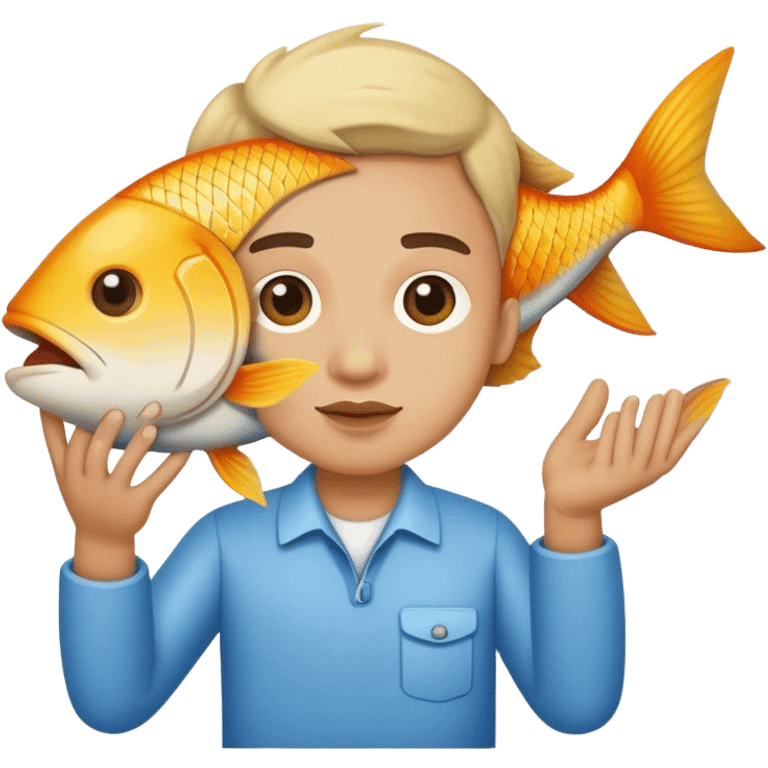 Holding fish emoji